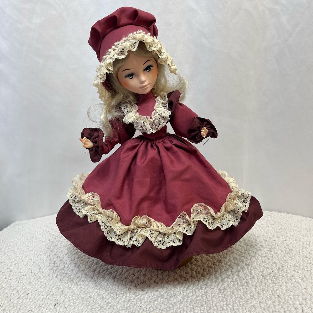 Vintage Bradley Doll Hoop Skirt Made in Korea 12" Southern Belle Pink Cream Lace